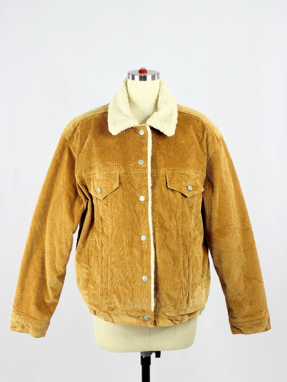 Aritzia DENIM FORUM Ella Brown Cotton Corduroy Shearling Lined Jacket, Size L